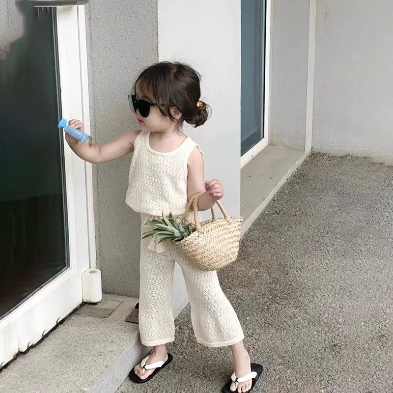 ชุดเด็กผู้หญิงสไตล์ชานแนล 2 ชิ้น หน้าร้อน