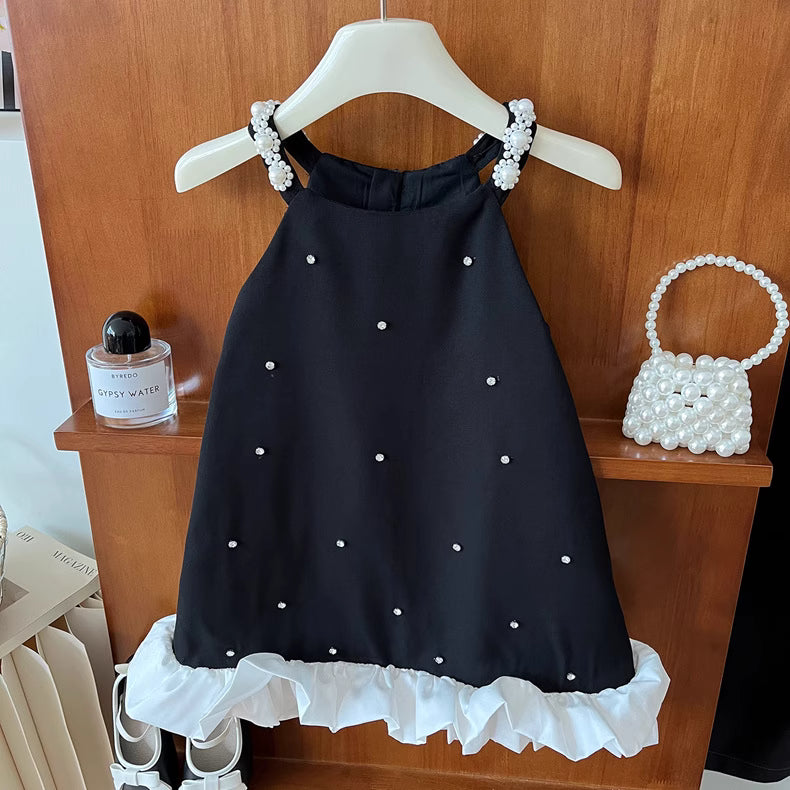 เดรสเด็กผู้หญิงสีดำ สไตล์ชานแนล มุกเจ้าหญิง