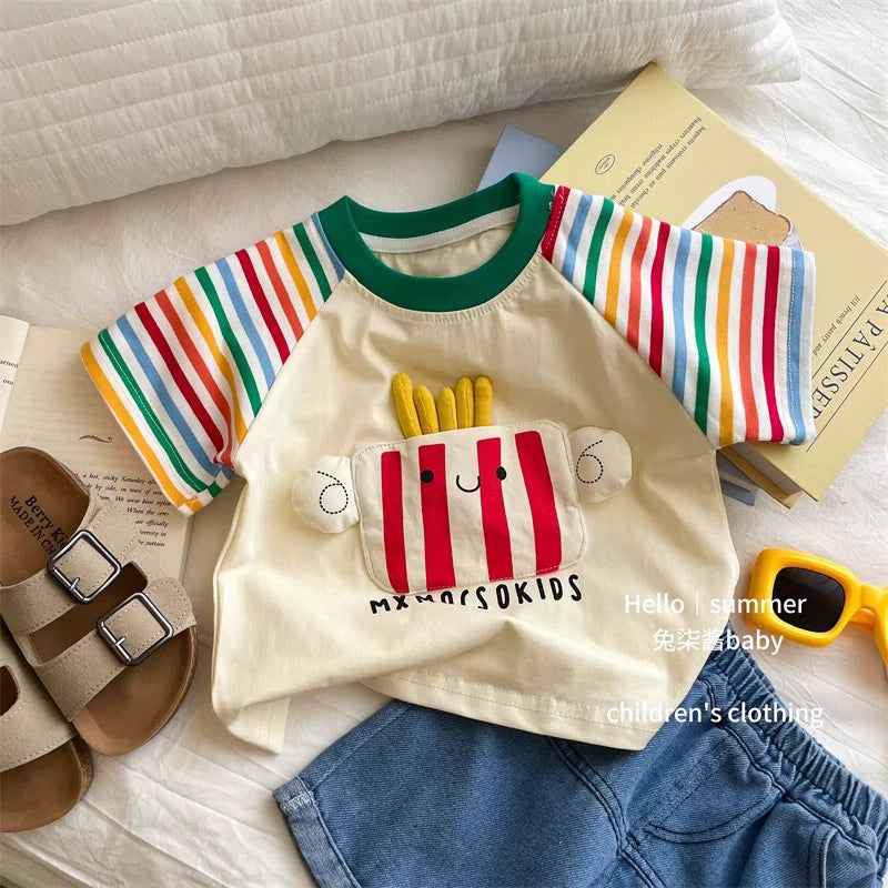 เสื้อเด็กลายการ์ตูนติดตุ๊กตา สไตล์เกาหลี